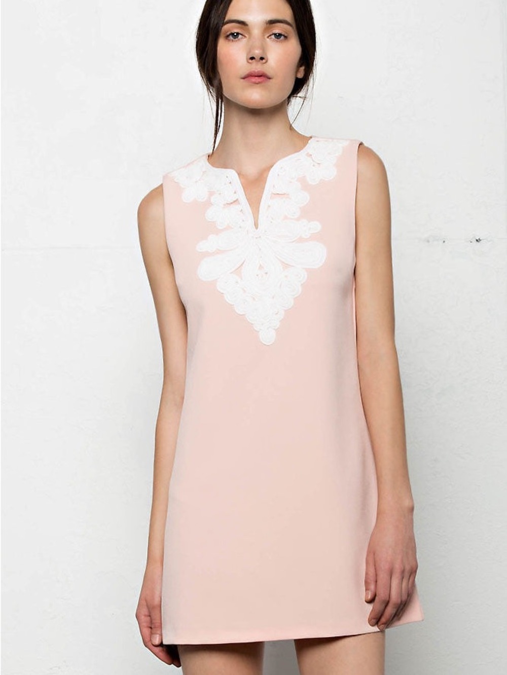 Vici Blush Pink Sleeveless Mini Dress with White Appliqué